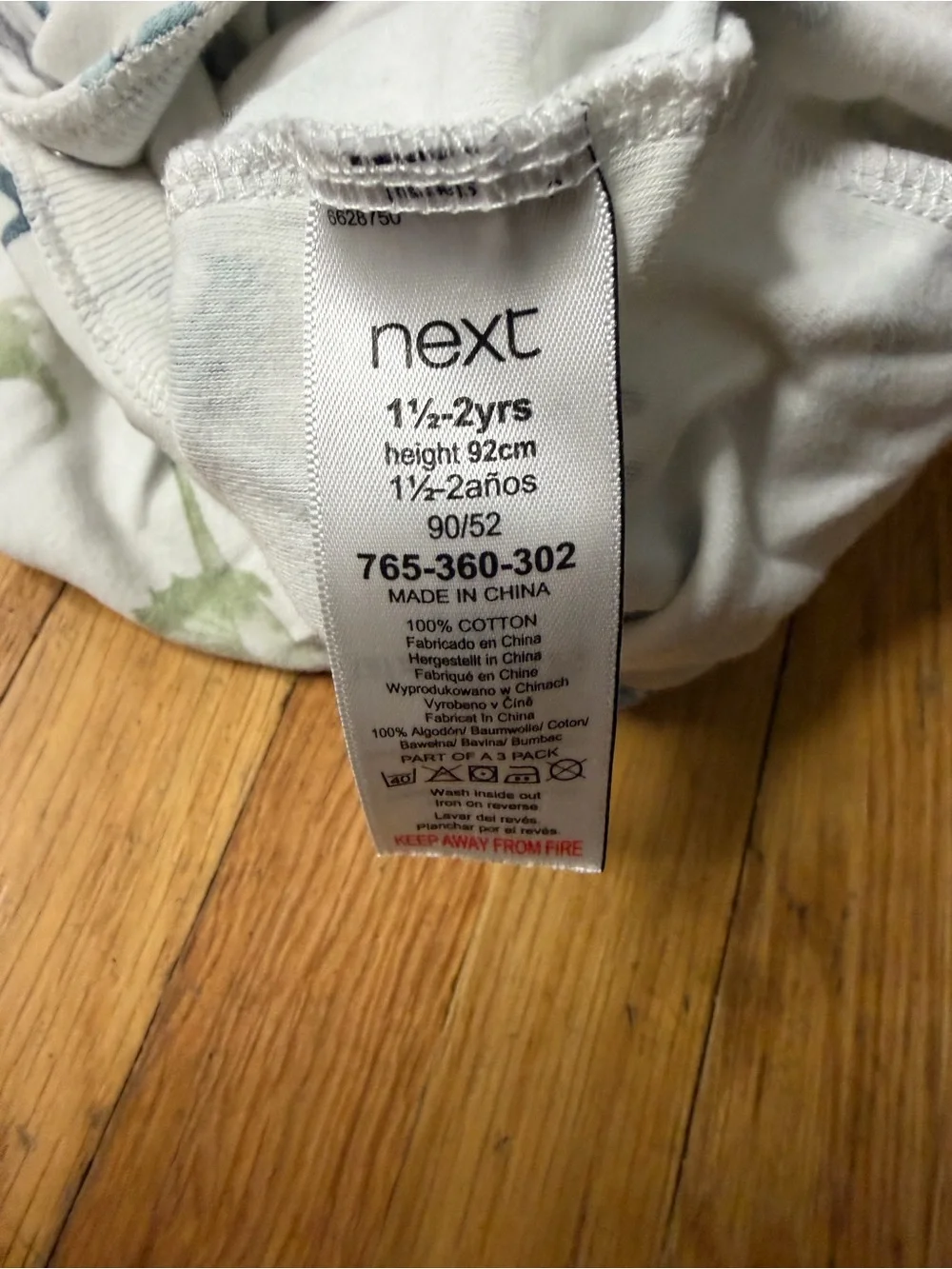 Next 1.5-2 years White Dino-Print One-Piece Sleeper